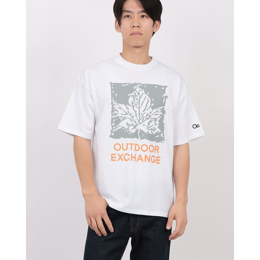 ジーンズメイト JEANS MATE OUTDOOR EXCHANGE リーフロゴ プリント Tシャツ （ホワイト） ホワイト