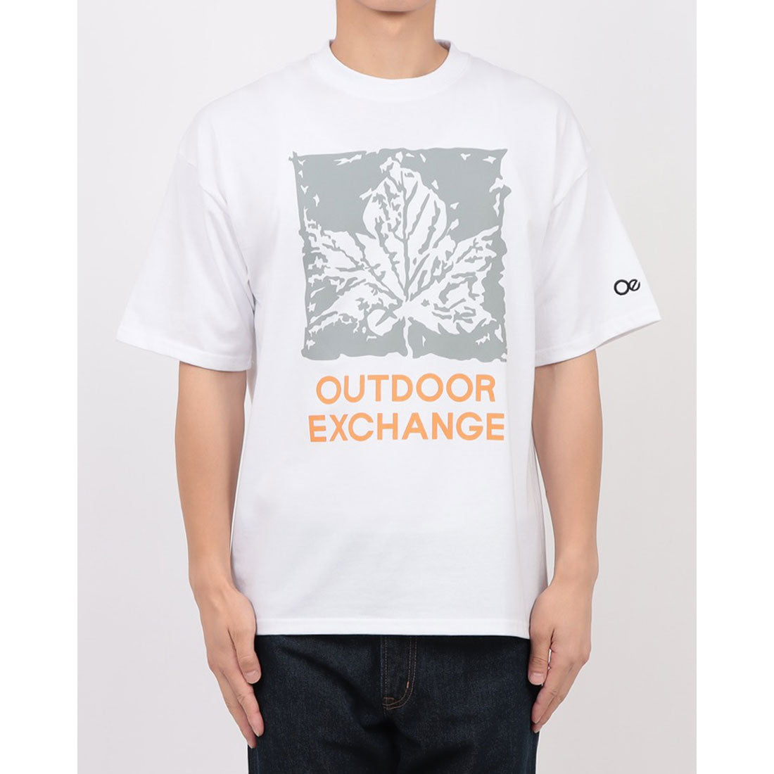 ジーンズメイト JEANS MATE OUTDOOR EXCHANGE リーフロゴ プリント Tシャツ （ホワイト） ホワイト