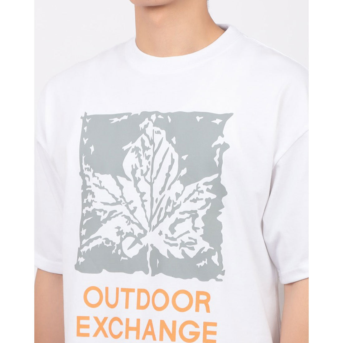ジーンズメイト JEANS MATE OUTDOOR EXCHANGE リーフロゴ プリント Tシャツ （ホワイト） ホワイト