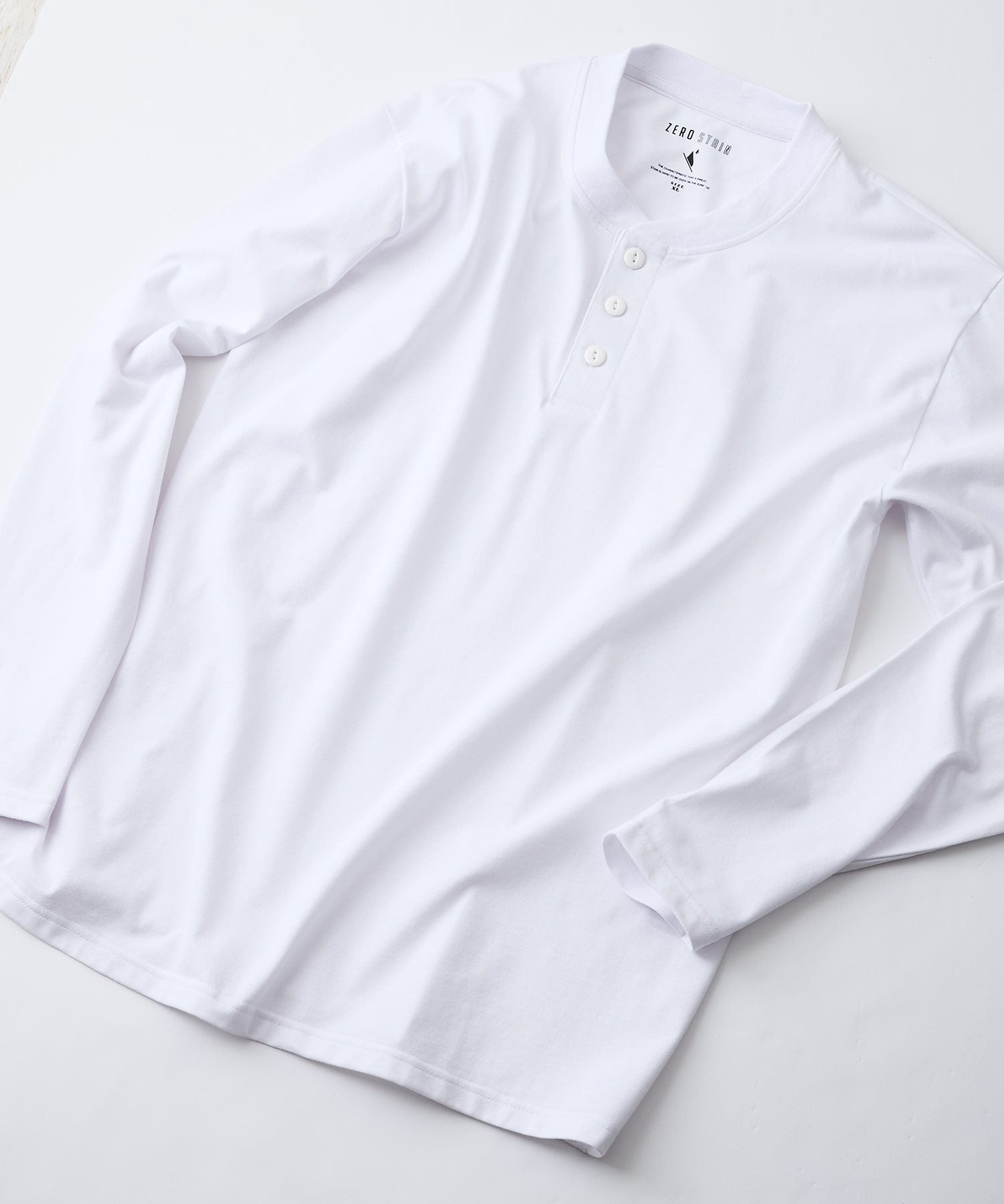 ジーンズメイト JEANS MATE 汗染み 防止 ヘンリーネック ロンT ZERO STAIN ゼロステイン （ホワイト） ホワイト