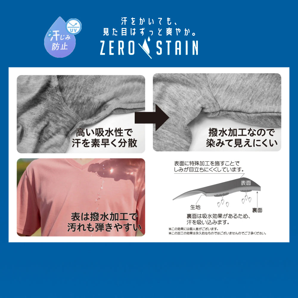 ジーンズメイト JEANS MATE 汗染み 防止 ヘンリーネック ロンT ZERO STAIN ゼロステイン （ホワイト） ホワイト