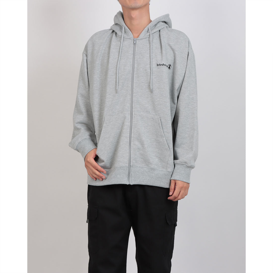 ジーンズメイト JEANS MATE BRKNHOME バックプリント フルジップ パーカー （モクグレー） モクグレー