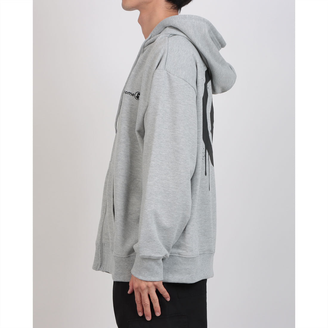 ジーンズメイト JEANS MATE BRKNHOME バックプリント フルジップ パーカー （モクグレー） モクグレー
