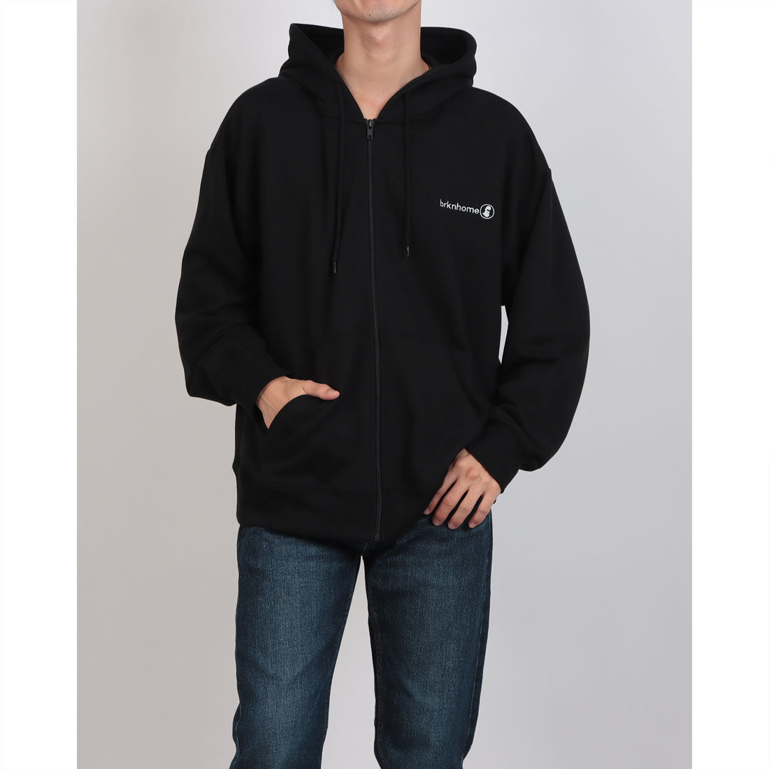 ジーンズメイト JEANS MATE BRKNHOME バックプリント フルジップ パーカー （ブラック） ブラック