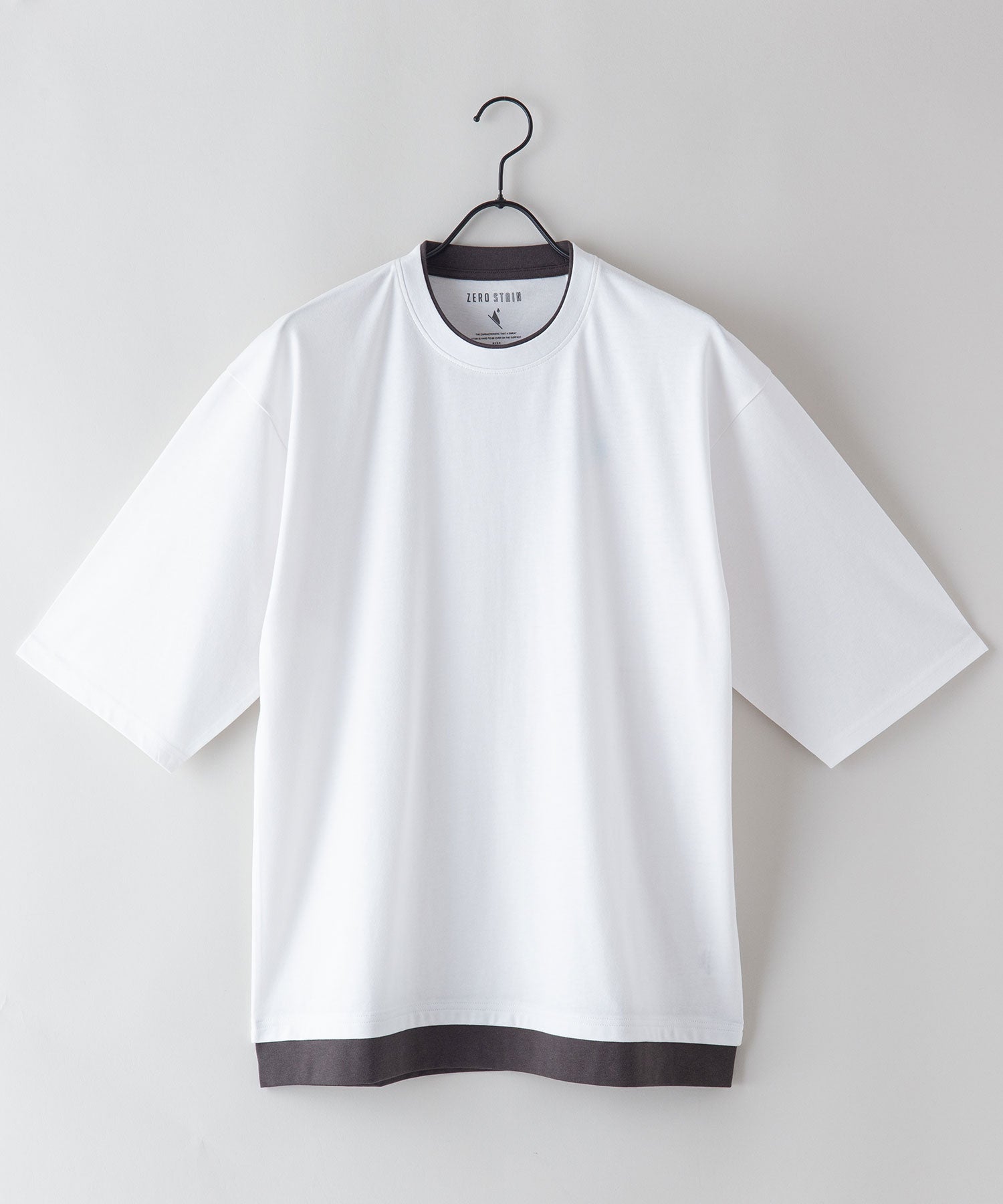 ジーンズメイト JEANS MATE 【ZEROSTAIN】着るだけで 汗染み対策 フェイクレイヤード ビッグ T オーバーサイズ BIG シルエット 重ね着風 （オリーブ） オリーブ