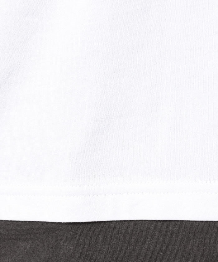 ジーンズメイト JEANS MATE 【ZEROSTAIN】着るだけで 汗染み対策 フェイクレイヤード ビッグ T オーバーサイズ BIG シルエット 重ね着風 （オリーブ） オリーブ