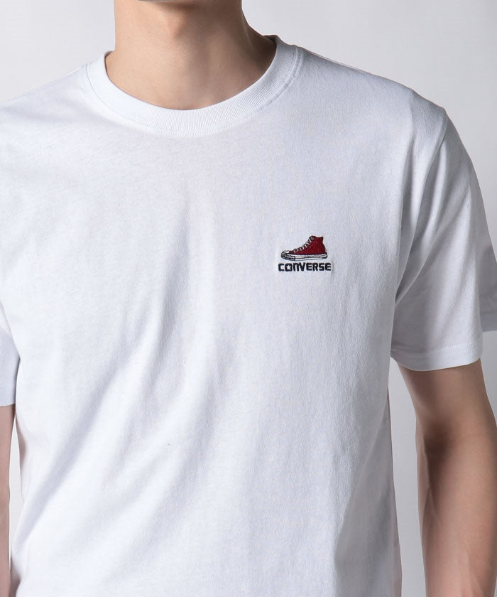 ジーンズメイト JEANS MATE 【CONVERSE】シューズ 刺繍 ワンポイント Tシャツ （オフホワイト） オフホワイト