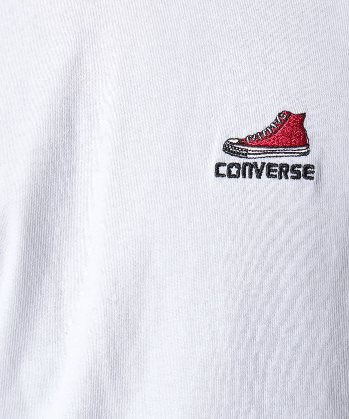 ジーンズメイト JEANS MATE 【CONVERSE】シューズ 刺繍 ワンポイント Tシャツ （オフホワイト） オフホワイト
