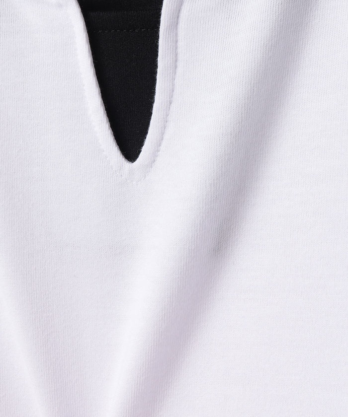 ジーンズメイト JEANS MATE 【ZEROSTAIN】フェイクレイヤード BIGシルエット キーネックT （ブルー） ブルー