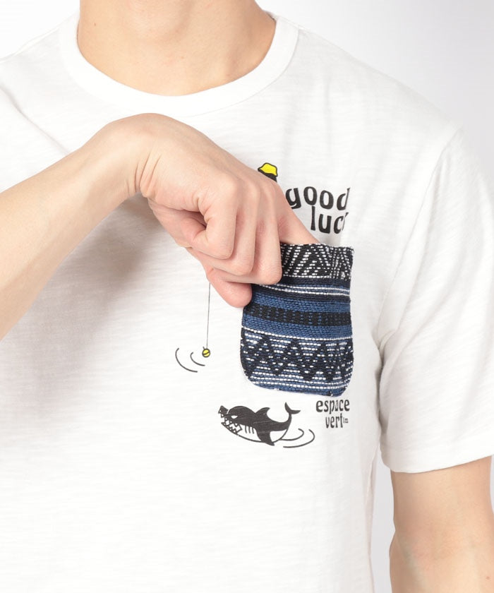 ジーンズメイト JEANS MATE 【BLUESTANDARD】スラブ コットン100％ アニマル プリント ジャガード ポケットT （A） A