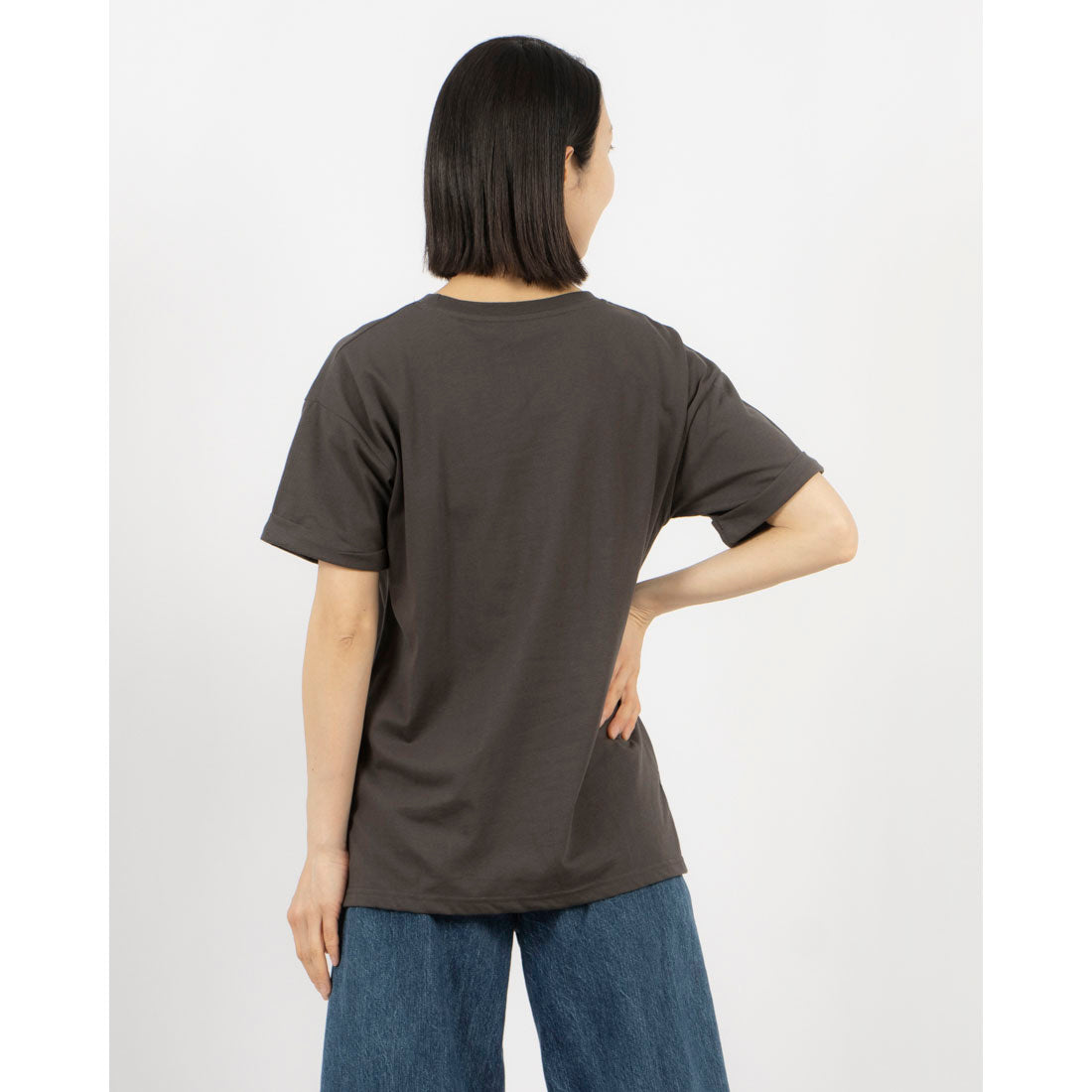 ジーンズメイト JEANS MATE ZERO STAIN ロールカフ サイドスリット Tシャツ 汗染み 目立ちにくい （スミクロ） スミクロ