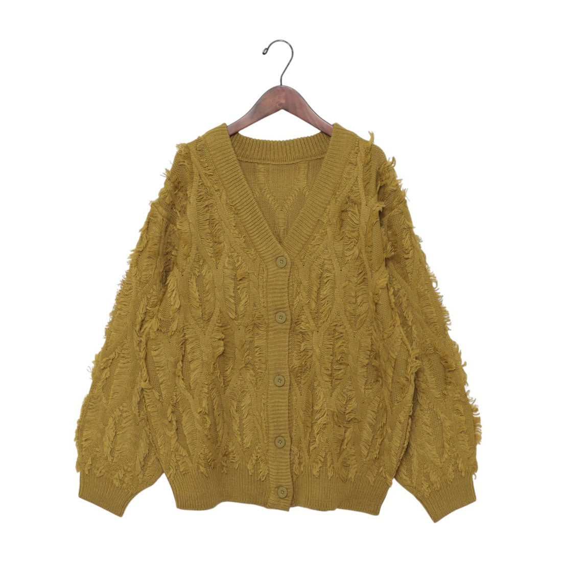 ジーンズメイト JEANS MATE C-FORT POINT フリンジ ニット カーディガン （マスタード） マスタード