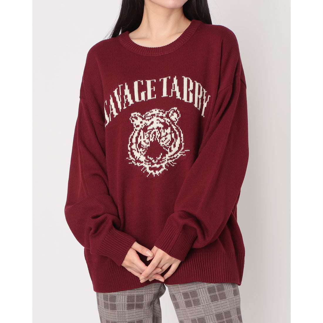 ジーンズメイト JEANS MATE 虎 ジャガードニットC-FORT POINT （ワイン） ワイン
