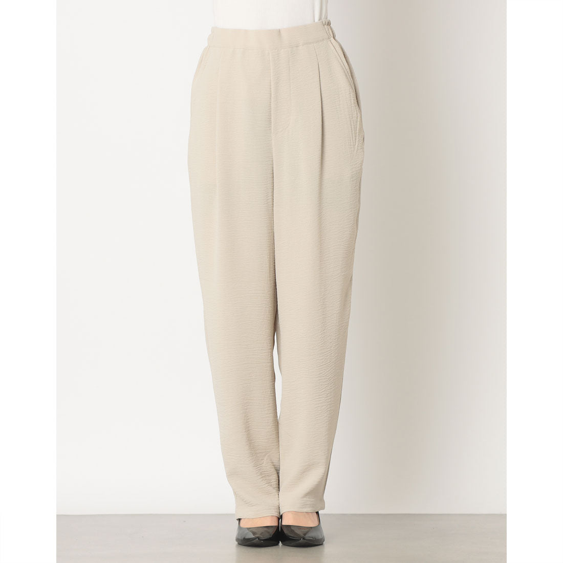 ジーンズメイト JEANS MATE とろみ WAVE テーパードパンツ レディース C-FORT POINT  リラックス 体型カバー （ベージュ） ベージュ