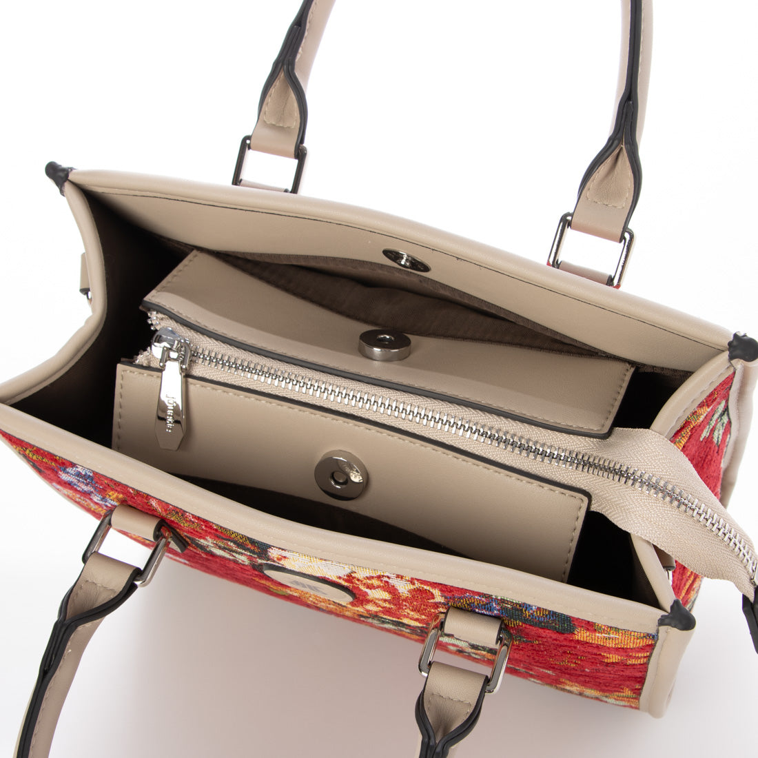 jouetie Gobelin Flower Double Open Square Handbag