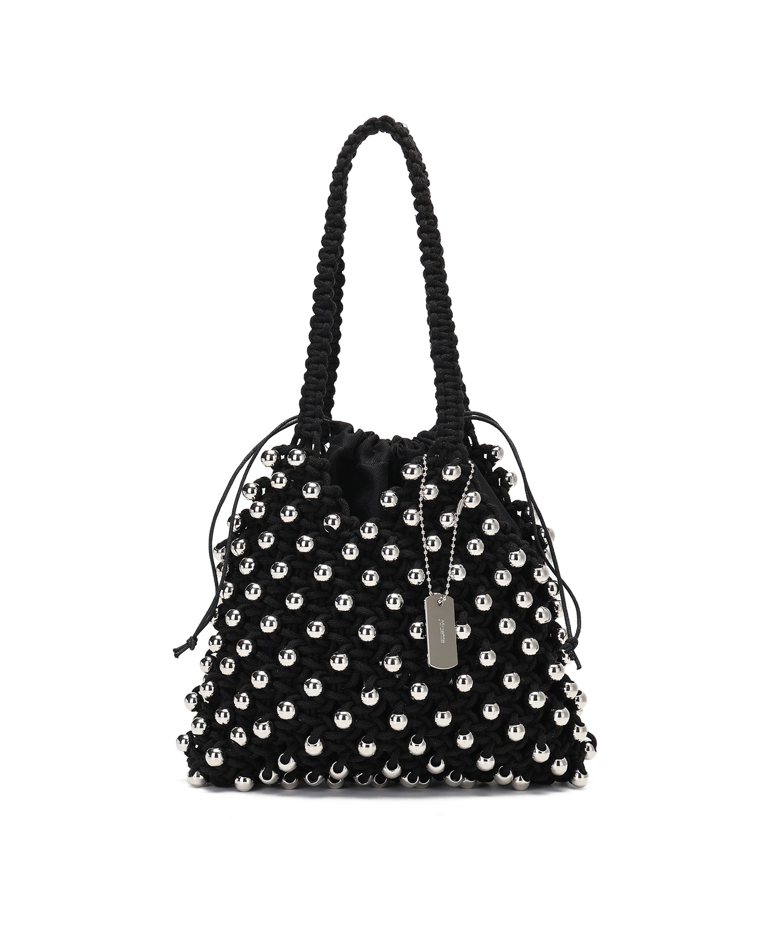 ジュエティ jouetie ロゴ巾着付 ビーズ編みバッグ （BLK） BLK