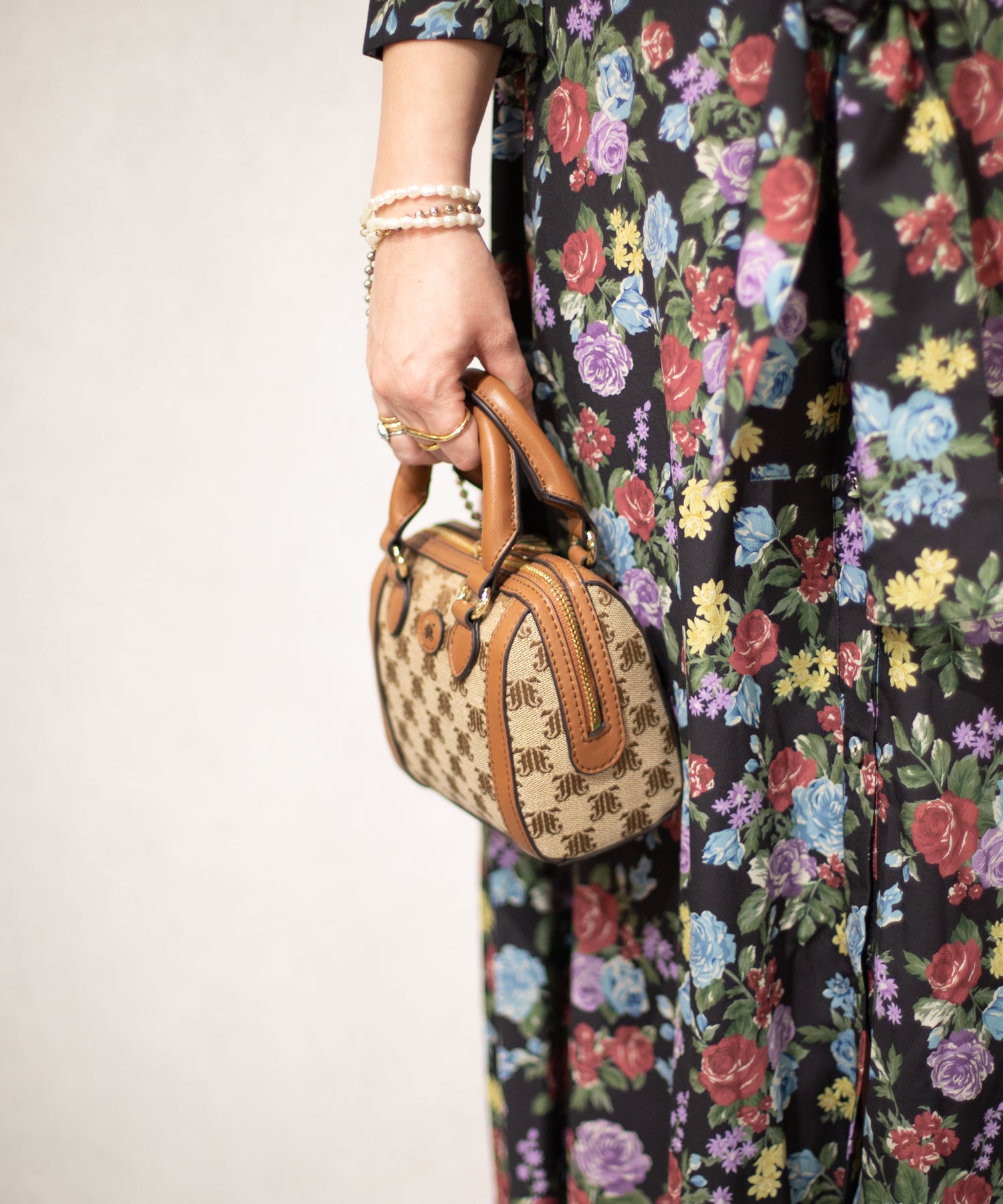 Jouetie JJ Monogram Jacquard Micro Mini Boston Bag Shoulder Bag