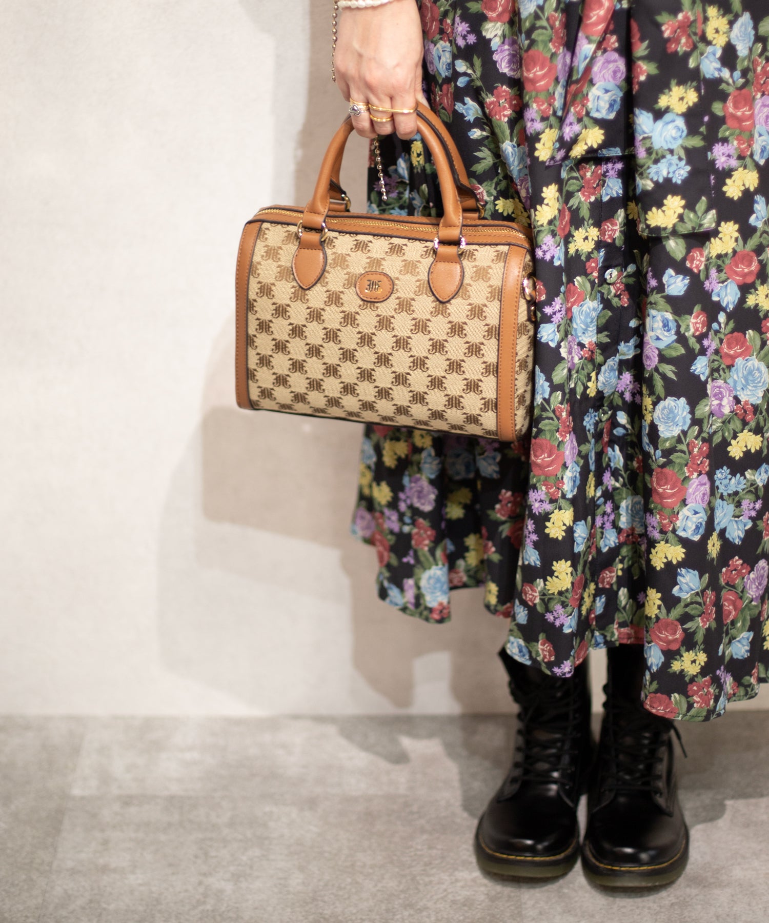 Jouetie JJ Monogram Jacquard Medium Boston Bag
