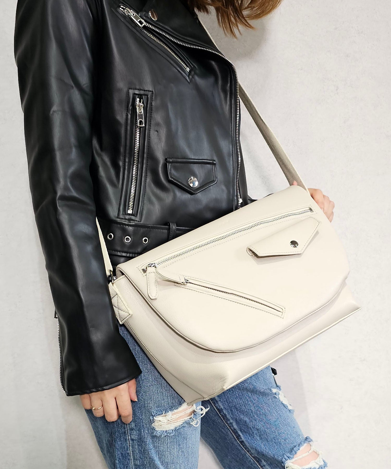 Jouetie Grain PU Riders Messenger Shoulder Bag