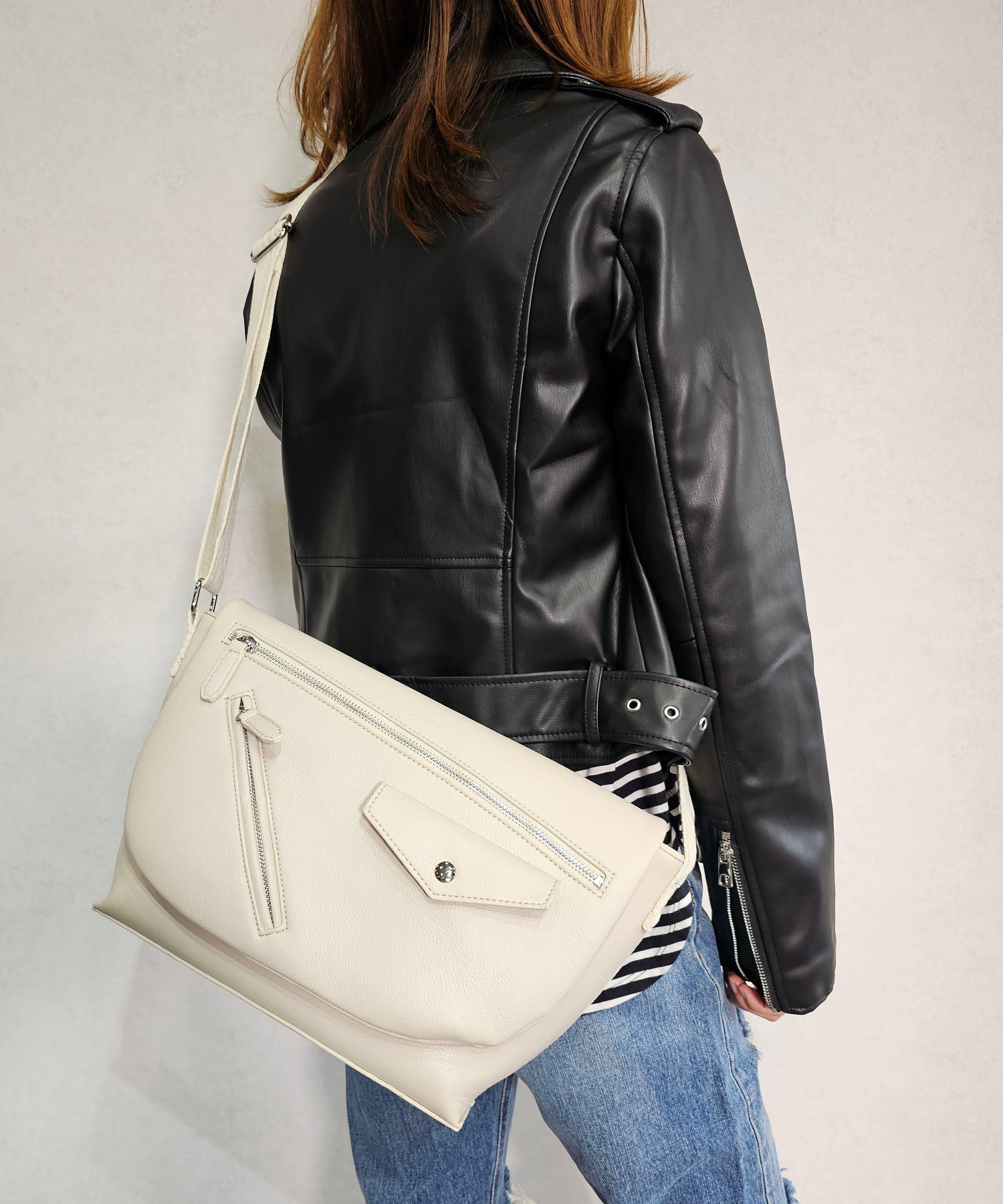 Jouetie Grain PU Riders Messenger Shoulder Bag