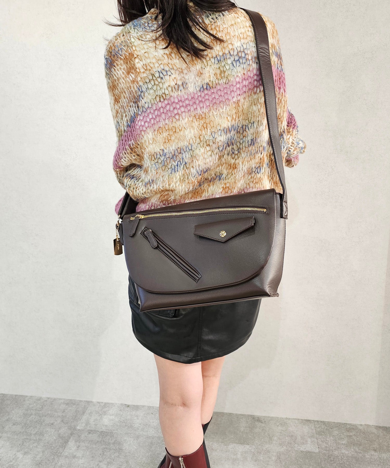 Jouetie Grain PU Riders Messenger Shoulder Bag