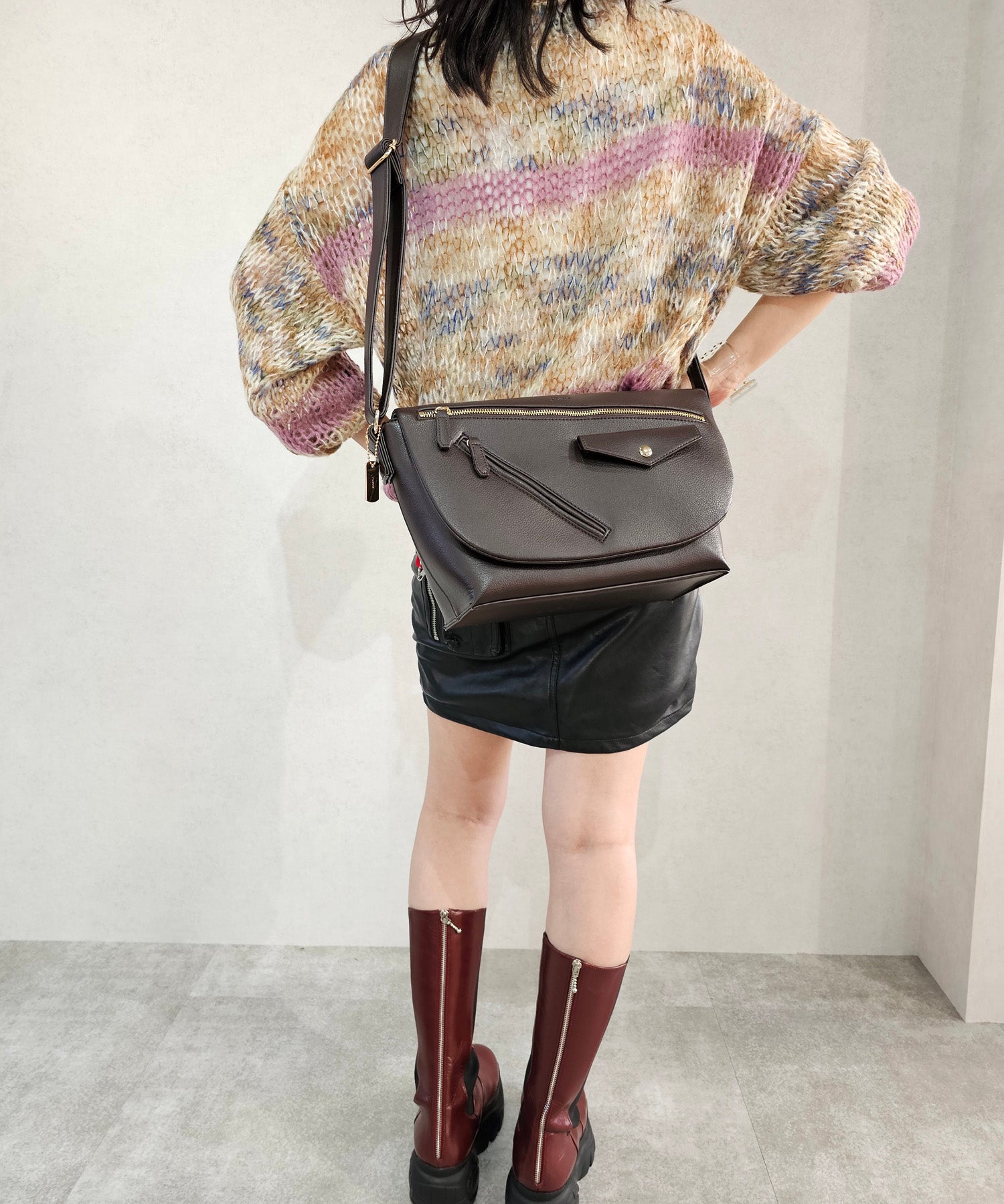 Jouetie Grain PU Riders Messenger Shoulder Bag