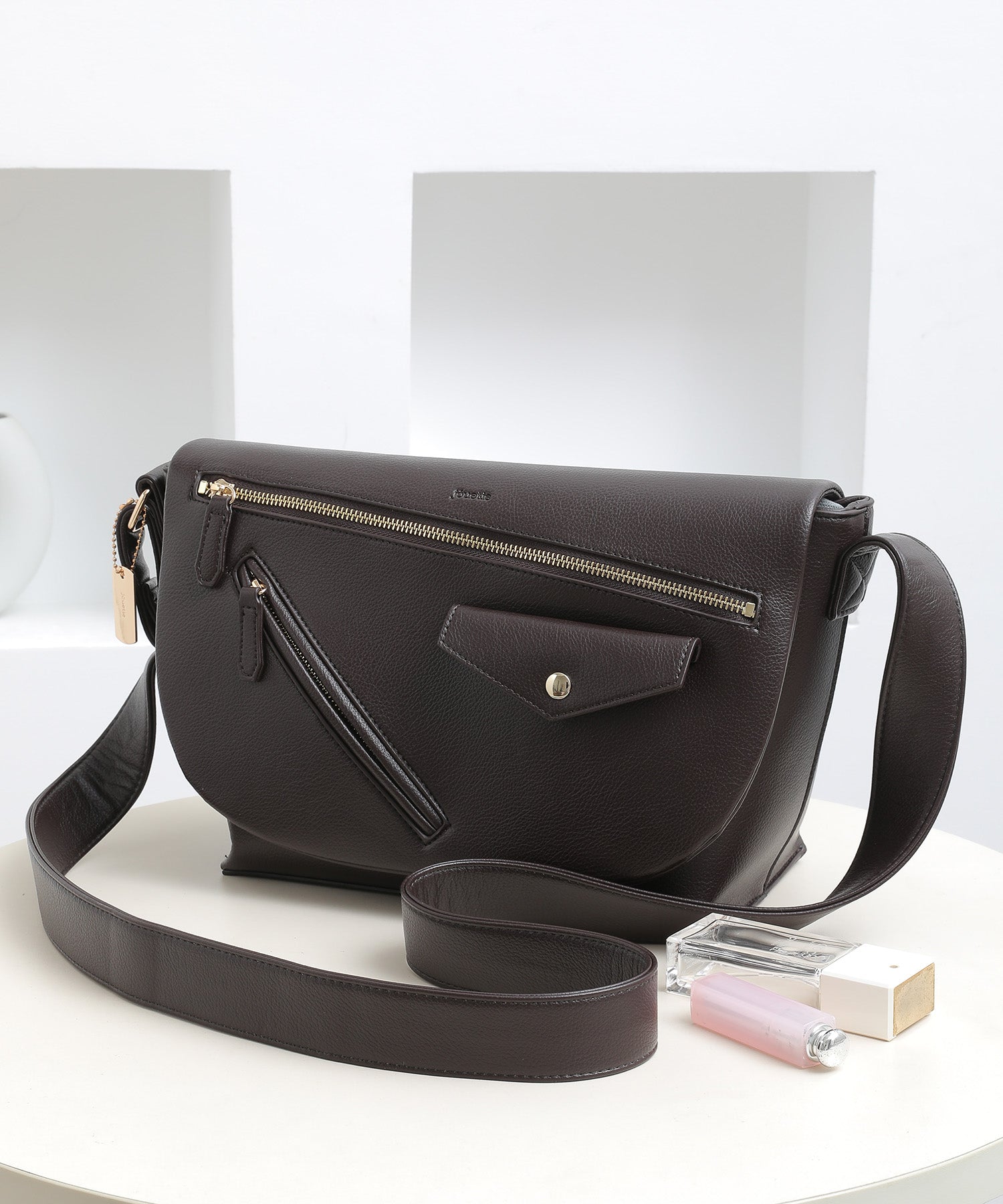 Jouetie Grain PU Riders Messenger Shoulder Bag
