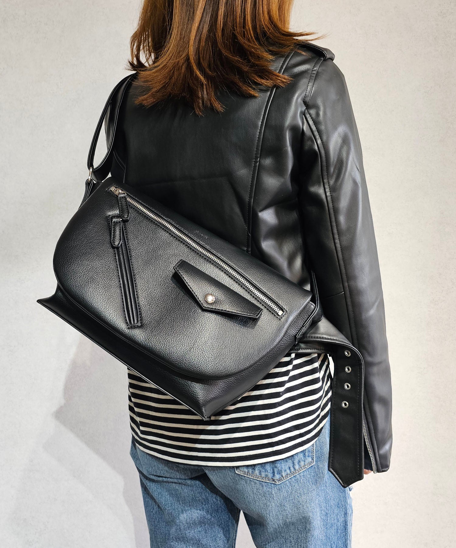 Jouetie Grain PU Riders Messenger Shoulder Bag