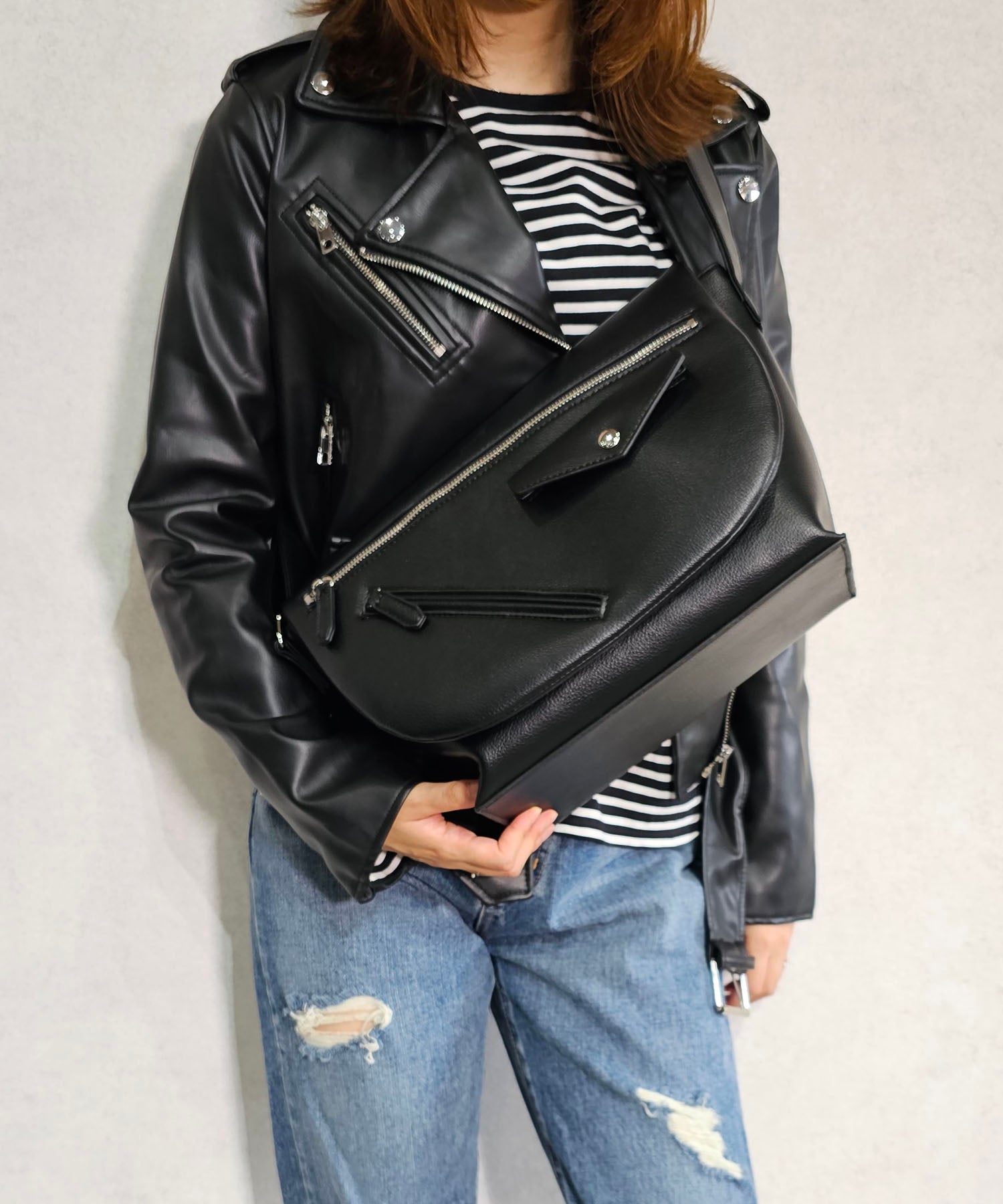 Jouetie Grain PU Riders Messenger Shoulder Bag