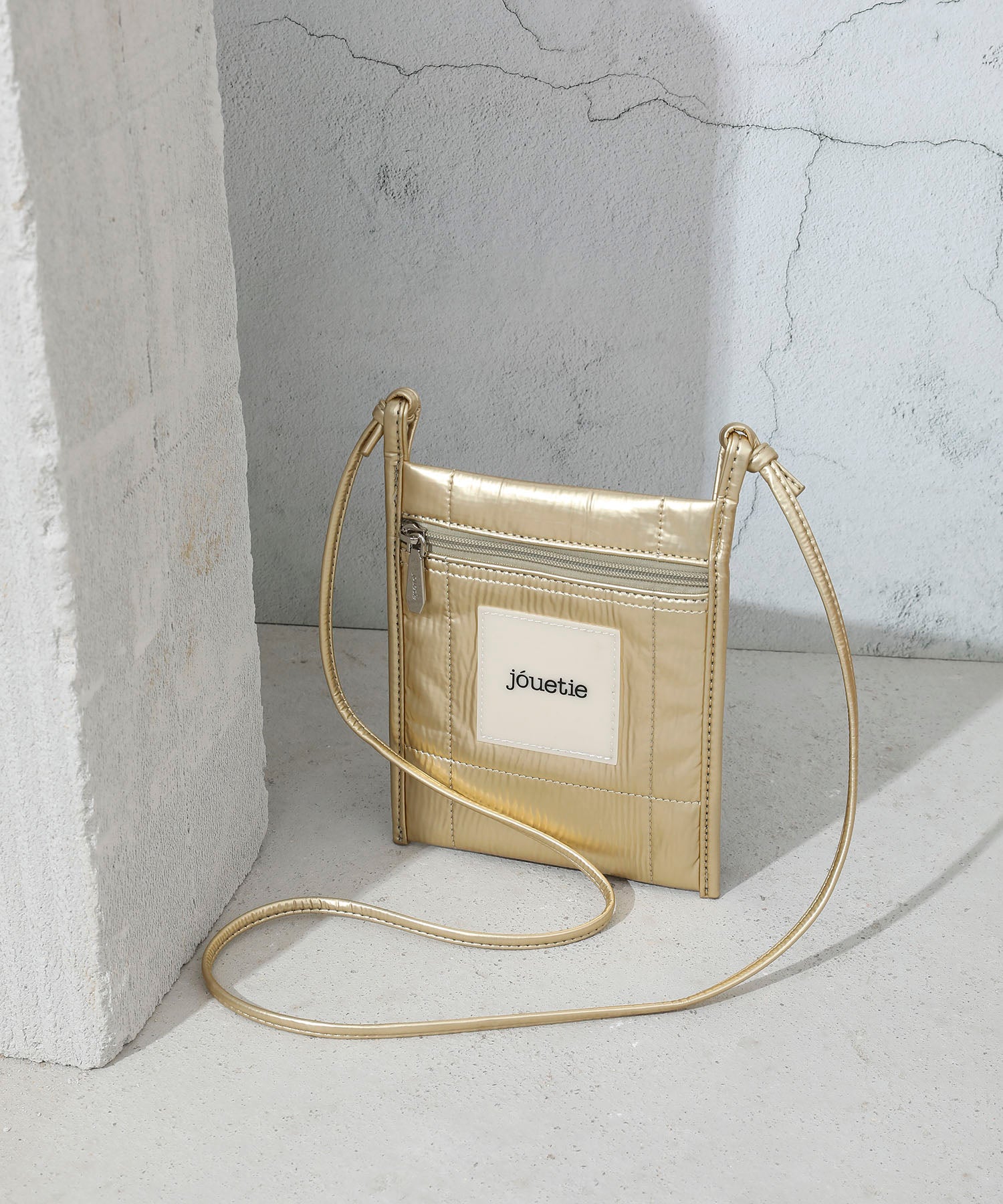 Jouetie Metallic PU Quilted Slim Mini Shoulder Bag