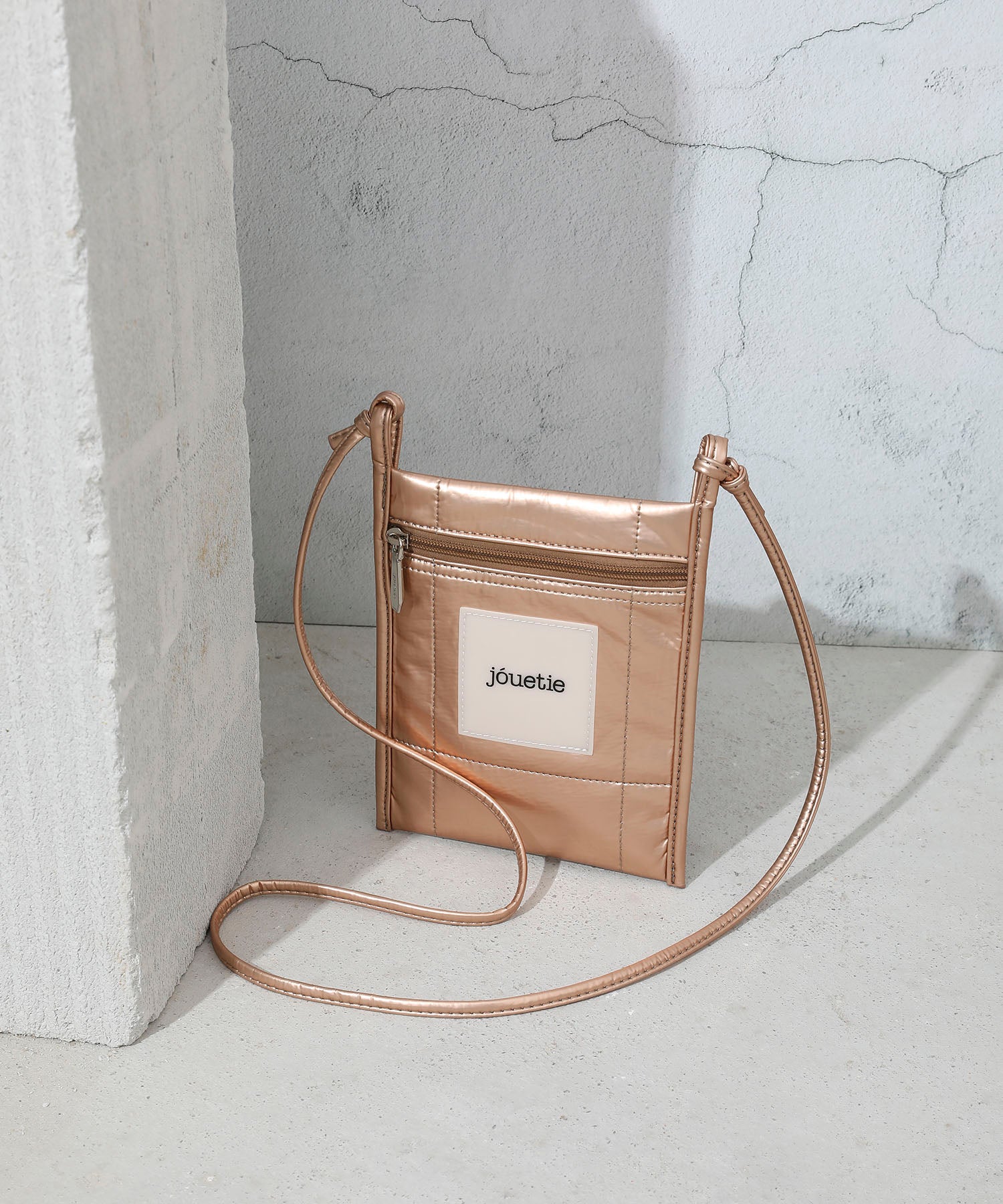 Jouetie Metallic PU Quilted Slim Mini Shoulder Bag