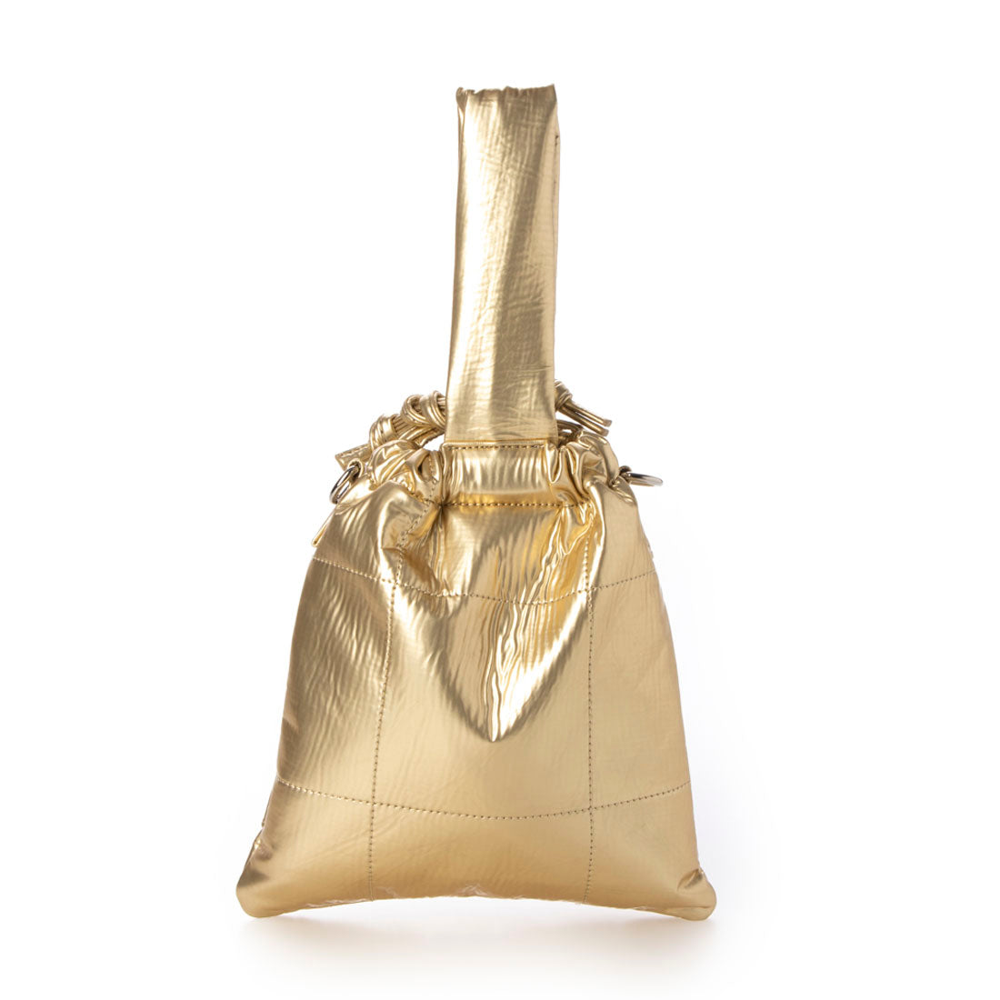 Jouetie Metallic PU Quilted Drawstring Shoulder Bag