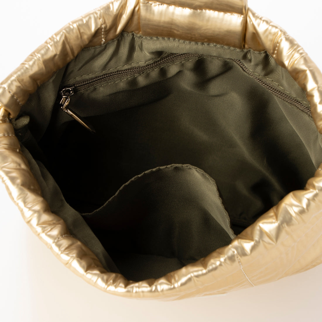Jouetie Metallic PU Quilted Drawstring Shoulder Bag