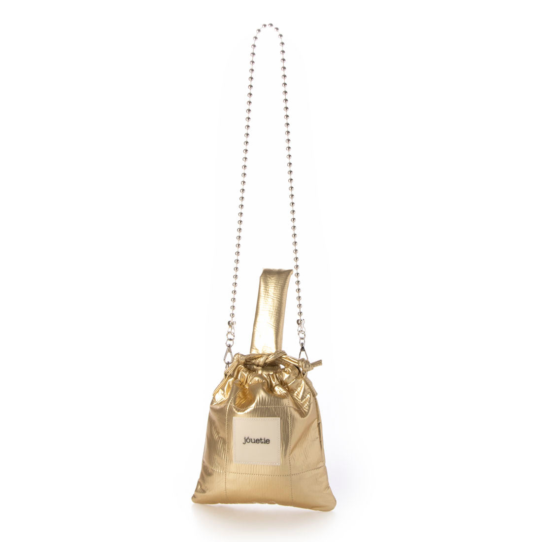 Jouetie Metallic PU Quilted Drawstring Shoulder Bag