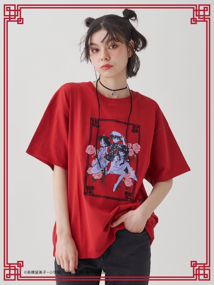 ジュエティ jouetie 【TVアニメ『らんま1/2』jouetie】チャイナグラフィックTシャツ （レッド） レッド