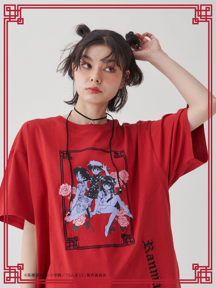 ジュエティ jouetie 【TVアニメ『らんま1/2』jouetie】チャイナグラフィックTシャツ （レッド） レッド