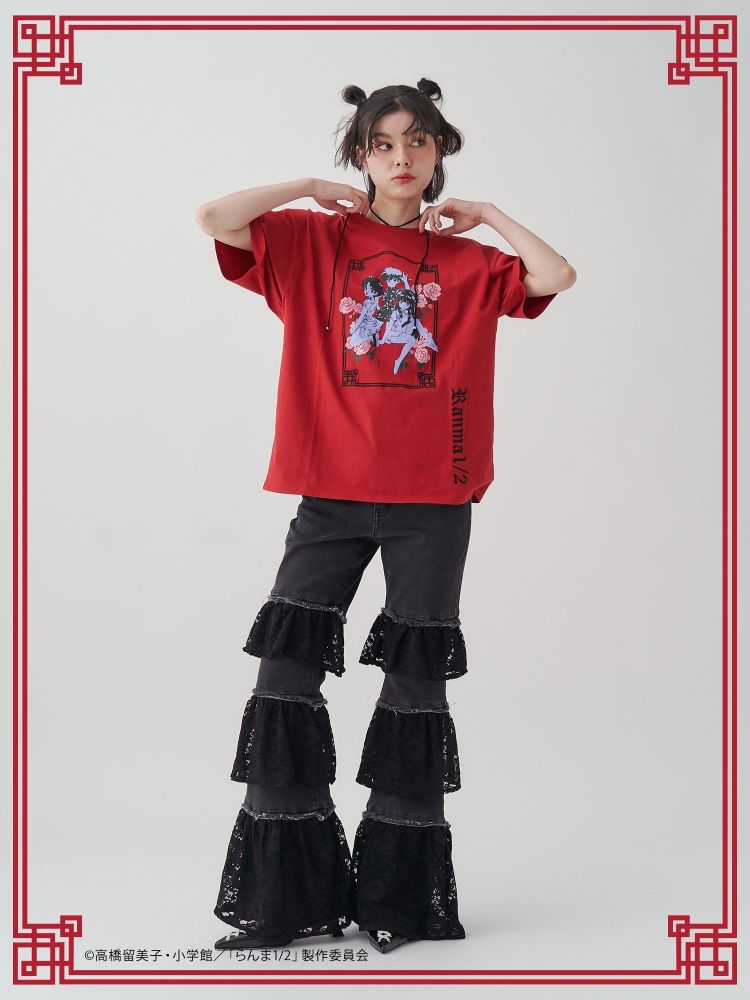 ジュエティ jouetie 【TVアニメ『らんま1/2』jouetie】チャイナグラフィックTシャツ （レッド） レッド