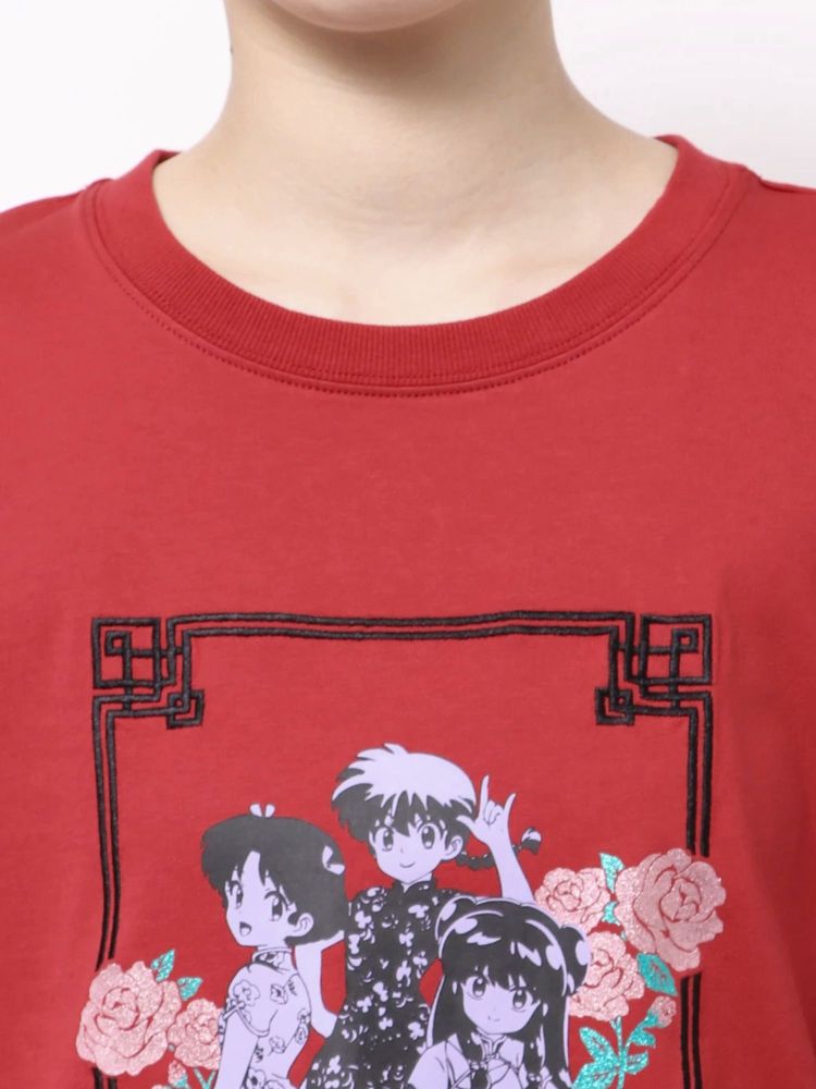 ジュエティ jouetie 【TVアニメ『らんま1/2』jouetie】チャイナグラフィックTシャツ （レッド） レッド