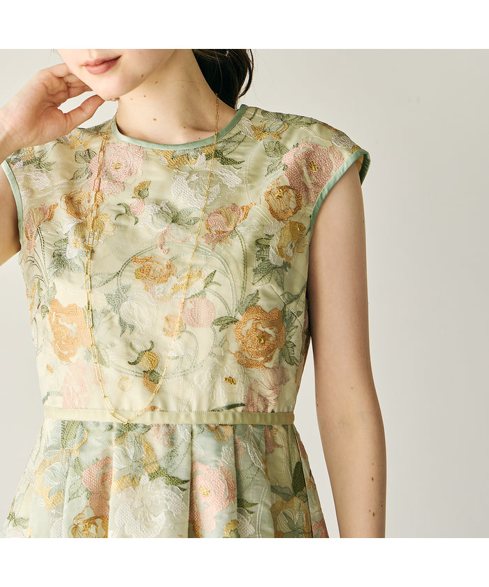 オーディア ミューズ Audie a Muses アールヌーボー調刺繍ワンピース （グリーン） グリーン