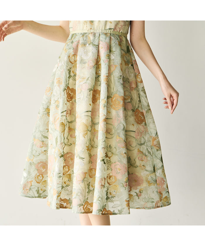 オーディア ミューズ Audie a Muses アールヌーボー調刺繍ワンピース （グリーン） グリーン