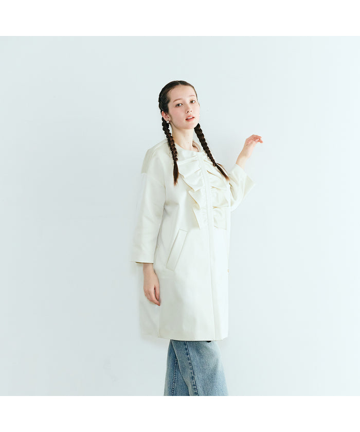 オーディア ミューズ Audie a Muses リボンフリルコクーンコートジャケット （ブラック） ブラック