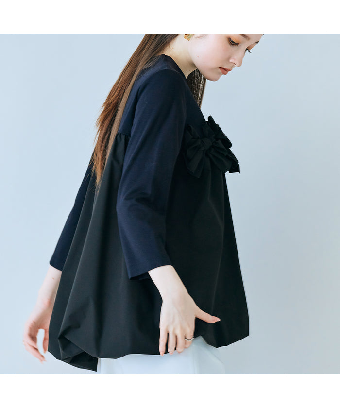 オーディア ミューズ Audie a Muses リボンモチーフ付き異素材カットソー （オフ） オフ