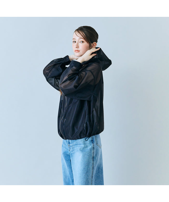 オーディア ミューズ Audie a Muses シアーメッシュジップアップブルゾン （ベージュ） ベージュ