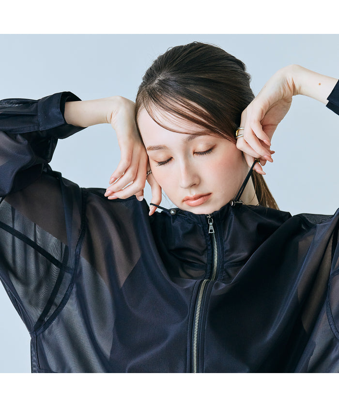オーディア ミューズ Audie a Muses シアーメッシュジップアップブルゾン （ベージュ） ベージュ