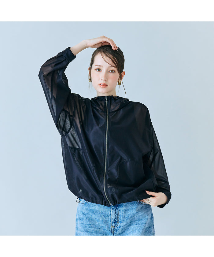 オーディア ミューズ Audie a Muses シアーメッシュジップアップブルゾン （ベージュ） ベージュ