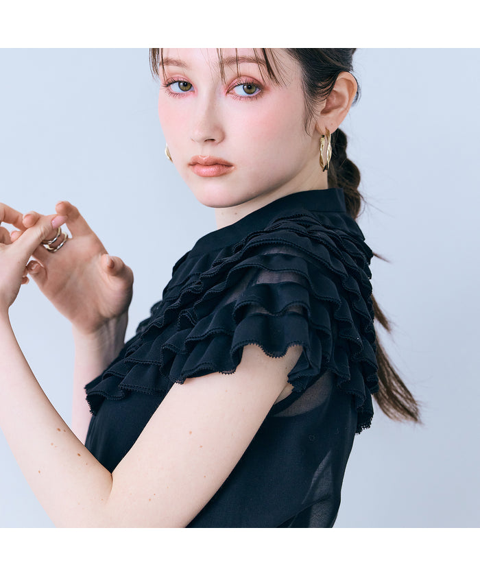 オーディア ミューズ Audie a Muses フリルギャザーショルダーブラウス （ブラック） ブラック