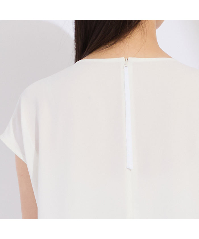 リリアンビューティ Liliane Burty 【WEB先行販売/セットアップ対応】バックサテン梨地フレンチスリーブブラウス （ホワイト） ホワイト