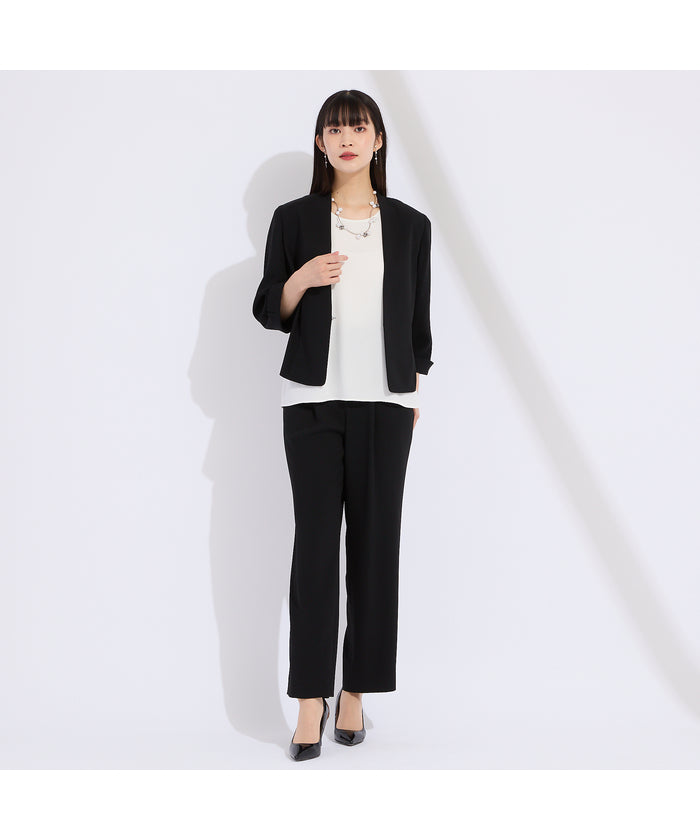 リリアンビューティ Liliane Burty 【WEB先行販売/セットアップ対応】バックサテン梨地フレンチスリーブブラウス （ホワイト） ホワイト