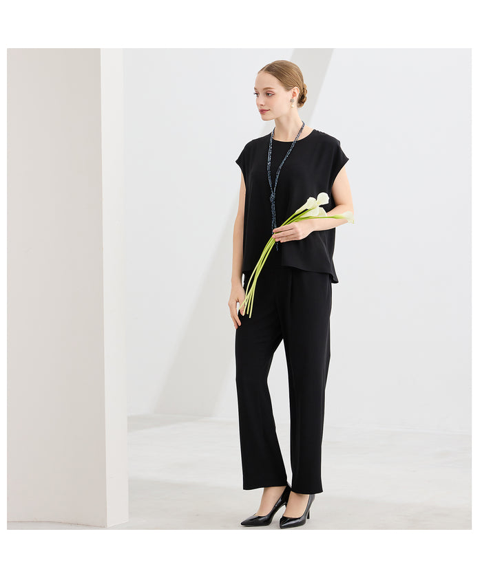 リリアンビューティ Liliane Burty 【WEB先行販売/セットアップ対応】バックサテン梨地フレンチスリーブブラウス （ホワイト） ホワイト