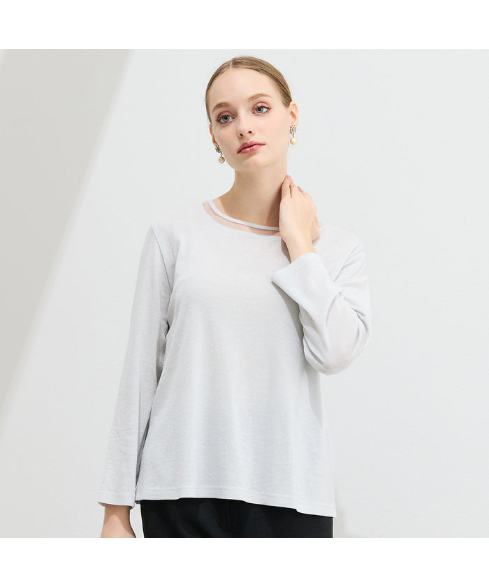 リリアンビューティ Liliane Burty 【M～4L】ラメフライスTシャツ （ブラック） ブラック